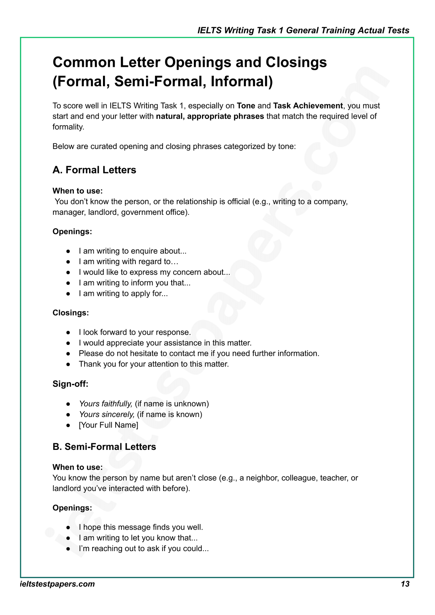 IELTS Writing Task 1 General Actual Tests with Answers (July–Sept 2025 Edition)