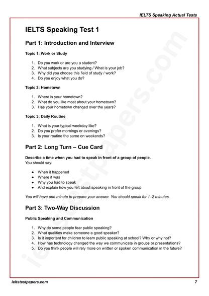 IELTS Speaking Actual Tests with Answers (July–Sept 2025 Edition)