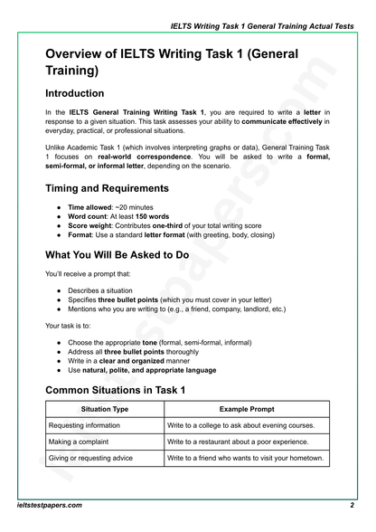 IELTS Writing Task 1 General Actual Tests with Answers (July–Sept 2025 Edition)