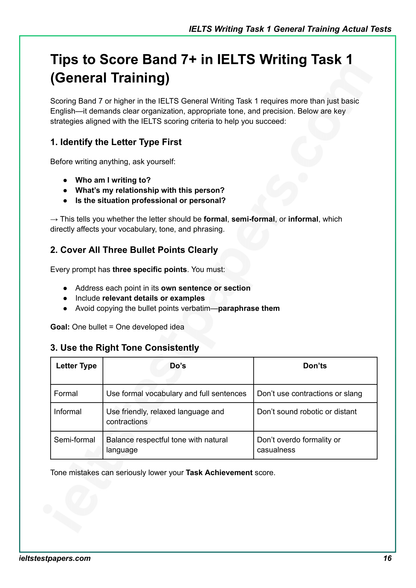 IELTS Writing Task 1 General Actual Tests with Answers (July–Sept 2025 Edition)